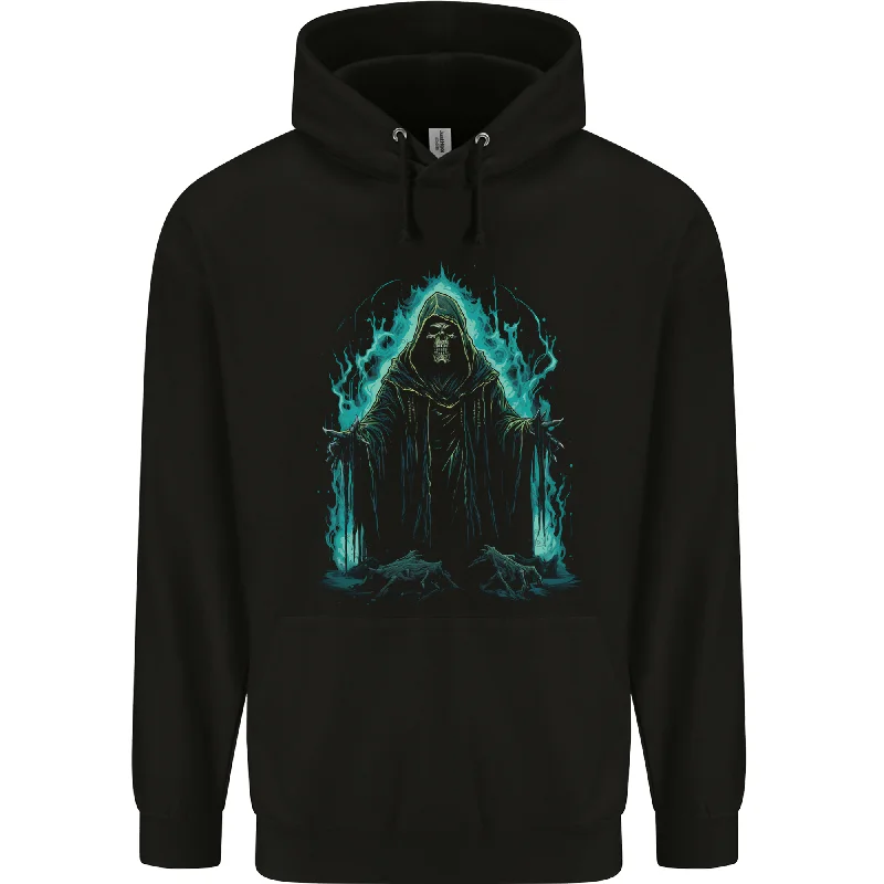 A Green Grim Reaper Mens 80% Cotton Hoodie