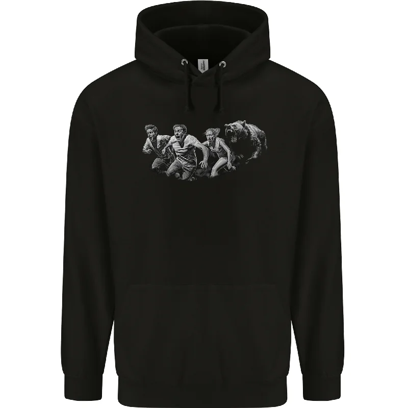 A Grizzly Bear Chasing Hiking Camping Travelling Mens 80% Cotton Hoodie