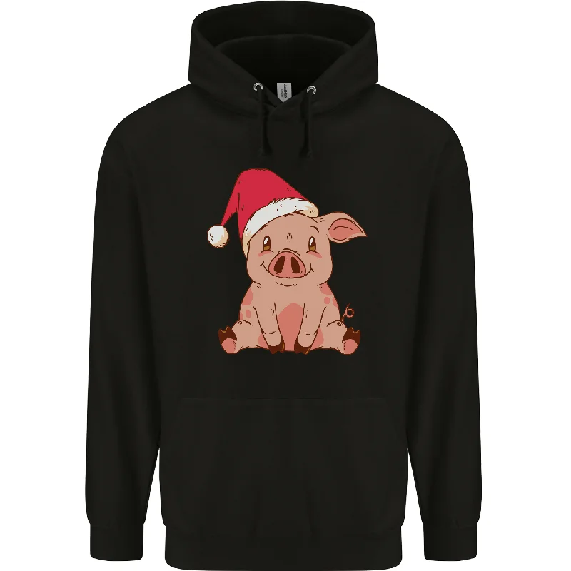 A Happy Christmas Pig Funny Xmas Mens 80% Cotton Hoodie