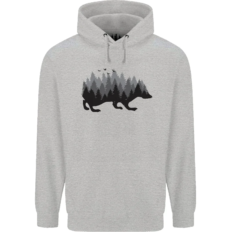 A Hedgehog Depicting a Forest Mens 80% Cotton Hoodie