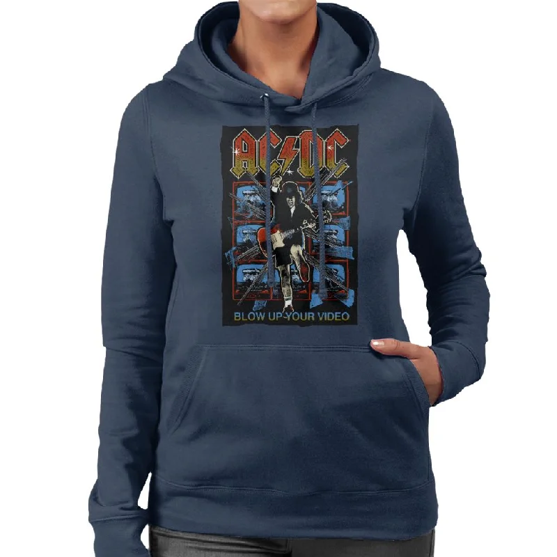 AC/DC Angus Young Blow Up Your Video Women's Hooded Sweatshirt Hoodie with Hood Adjustable Protection AC/DC Angus Young Blow Up Your Video Women's Hooded Sweatshirt Hoodie with Hood Adjustable Protection