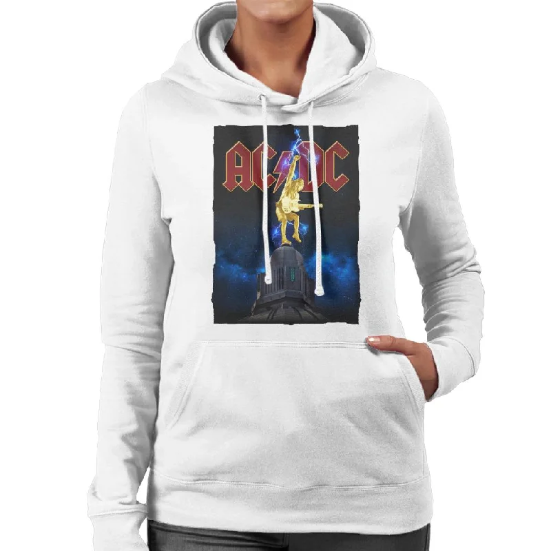 AC/DC Cosmic Thunderstruck Women's Hooded Sweatshirt Hoodie with Hem Applique Textured Unique AC/DC Cosmic Thunderstruck Women's Hooded Sweatshirt Hoodie with Hem Applique Textured Unique