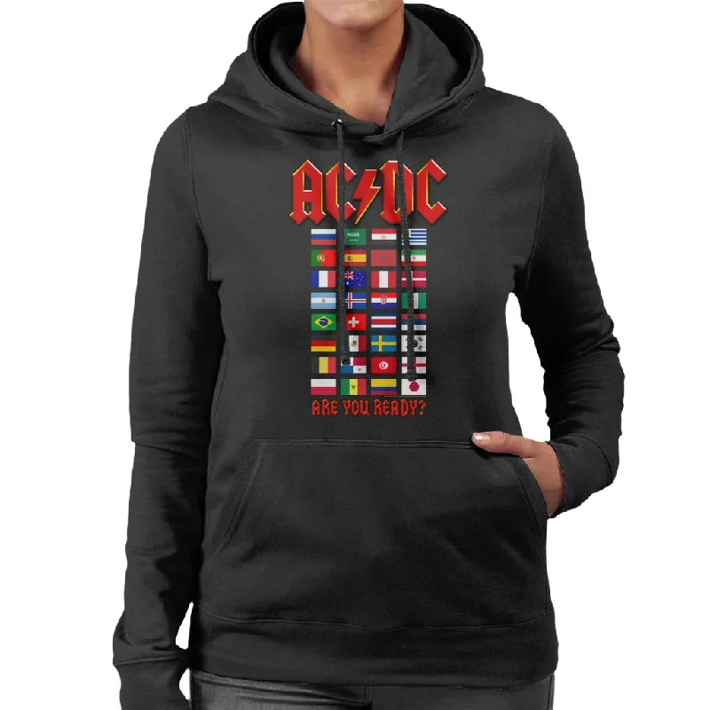 AC/DC Country Flags Are You Ready Women's Hooded Sweatshirt Hoodie with Hem Ribbing Snug Secure AC/DC Country Flags Are You Ready Women's Hooded Sweatshirt Hoodie with Hem Ribbing Snug Secure
