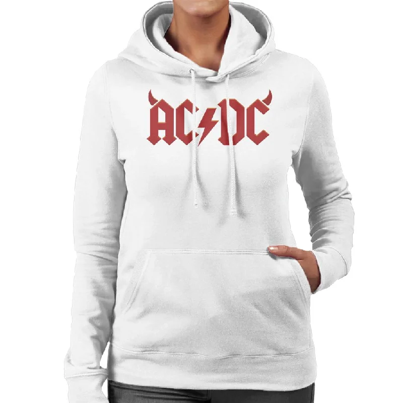AC/DC Devil Horns Logo Women's Hooded Sweatshirt Hoodie with Drawstring Waist Adjustable Fitted AC/DC Devil Horns Logo Women's Hooded Sweatshirt Hoodie with Drawstring Waist Adjustable Fitted