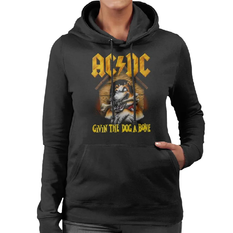 AC/DC Givin The Dog A Bone Women's Hooded Sweatshirt Hoodie with Exposed Zipper Edgy Industrial AC/DC Givin The Dog A Bone Women's Hooded Sweatshirt Hoodie with Exposed Zipper Edgy Industrial