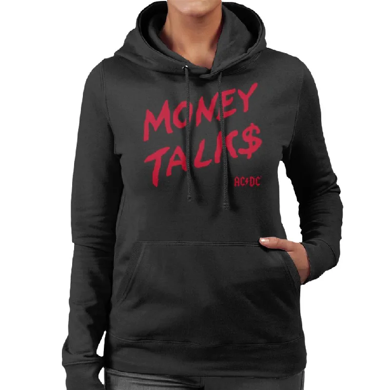 AC/DC Money Talks Women's Hooded Sweatshirt Hoodie with Slit Hem Functional Movement AC/DC Money Talks Women's Hooded Sweatshirt Hoodie with Slit Hem Functional Movement