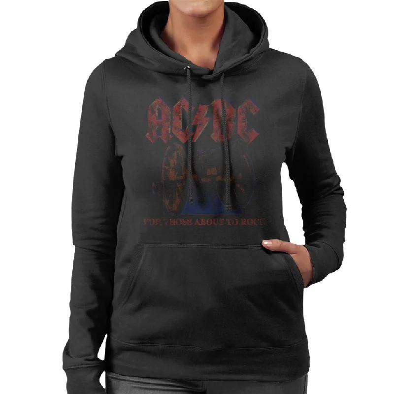 AC/DC Canon For Those About To Rock Women's Hooded Sweatshirt Hoodie with Button Classic Timeless AC/DC Canon For Those About To Rock Women's Hooded Sweatshirt Hoodie with Button Classic Timeless