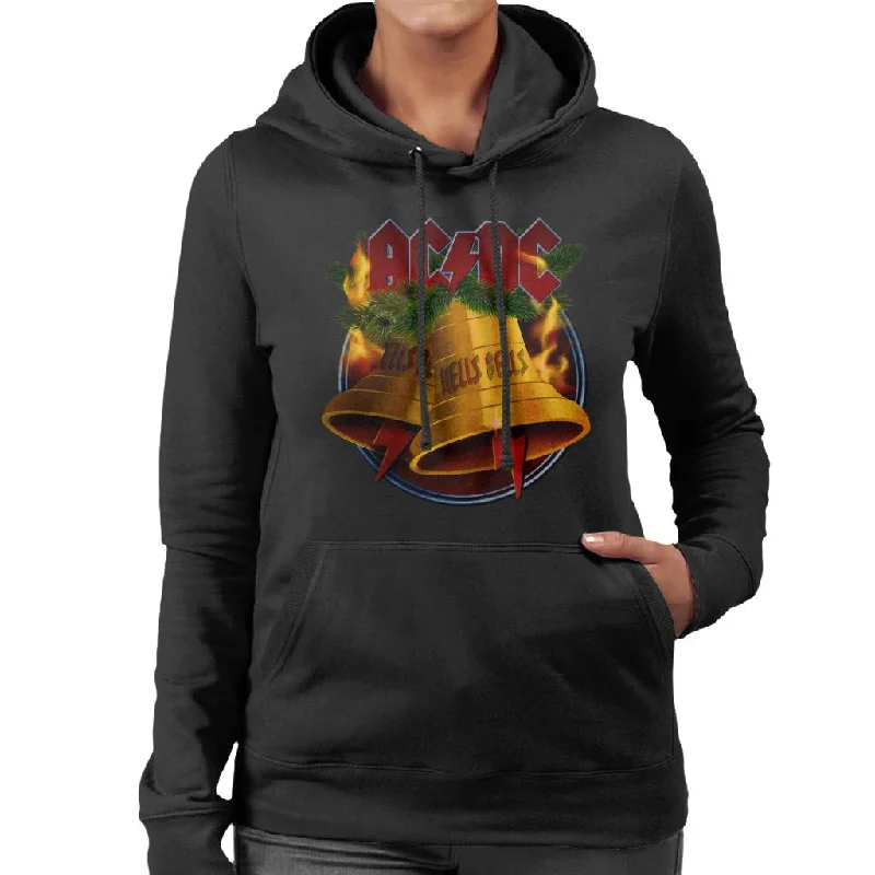 AC/DC Christmas Hells Bells Women's Hooded Sweatshirt Hoodie with Color Block Contrast Stylish AC/DC Christmas Hells Bells Women's Hooded Sweatshirt Hoodie with Color Block Contrast Stylish