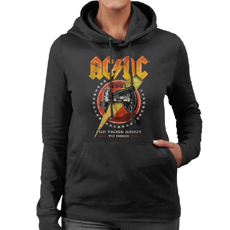 AC/DC For Those About To Rock 1981 Women's Hooded Sweatshirt Hoodie with Rolled Sleeves Casual Relaxed AC/DC For Those About To Rock 1981 Women's Hooded Sweatshirt Hoodie with Rolled Sleeves Casual Relaxed