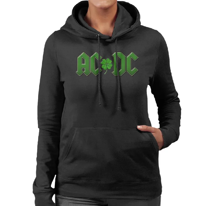 ACDC St Patricks Day Logo Women's Hooded Sweatshirt Hoodie with Cuffed Sleeves Snug Secure ACDC St Patricks Day Logo Women's Hooded Sweatshirt Hoodie with Cuffed Sleeves Snug Secure