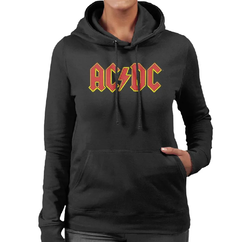 AC/DC Yellow Glow Logo Women's Hooded Sweatshirt Hoodie with Belted Waist Structured Tailored AC/DC Yellow Glow Logo Women's Hooded Sweatshirt Hoodie with Belted Waist Structured Tailored