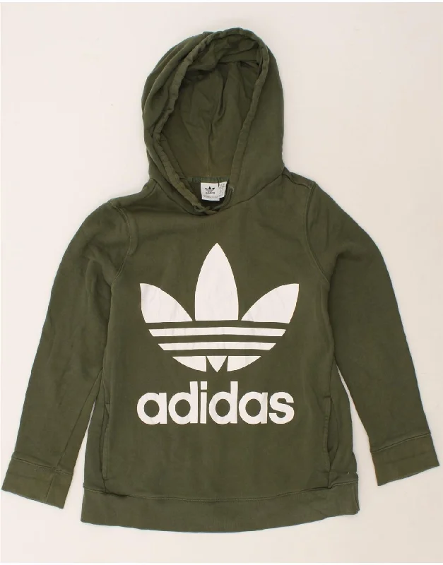 ADIDAS Womens Graphic Hoodie Jumper UK 14 Medium Green