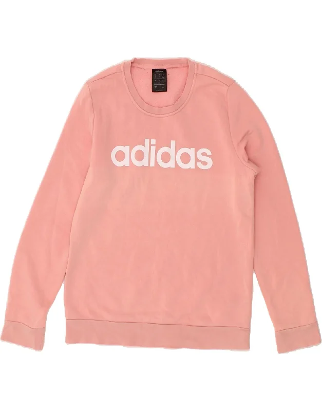 ADIDAS Womens Graphic Sweatshirt Jumper UK 12/14 Medium Pink Cotton