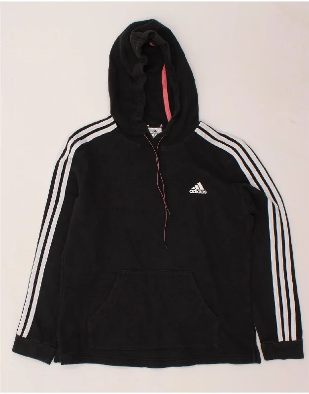 ADIDAS Womens Hoodie Jumper UK 12/14 Medium Black Cotton Hoodie with Toggle Buttons Decorative Unique ADIDAS Womens Hoodie Jumper UK 12/14 Medium Black Cotton Hoodie with Toggle Buttons Decorative Unique