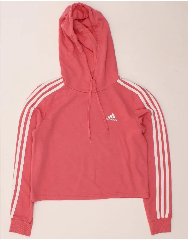 ADIDAS Womens Oversized Crop Hoodie Jumper UK 4-6 XS Pink Cotton Hoodie with High-Low Hem Asymmetrical Trendy ADIDAS Womens Oversized Crop Hoodie Jumper UK 4-6 XS Pink Cotton Hoodie with High-Low Hem Asymmetrical Trendy