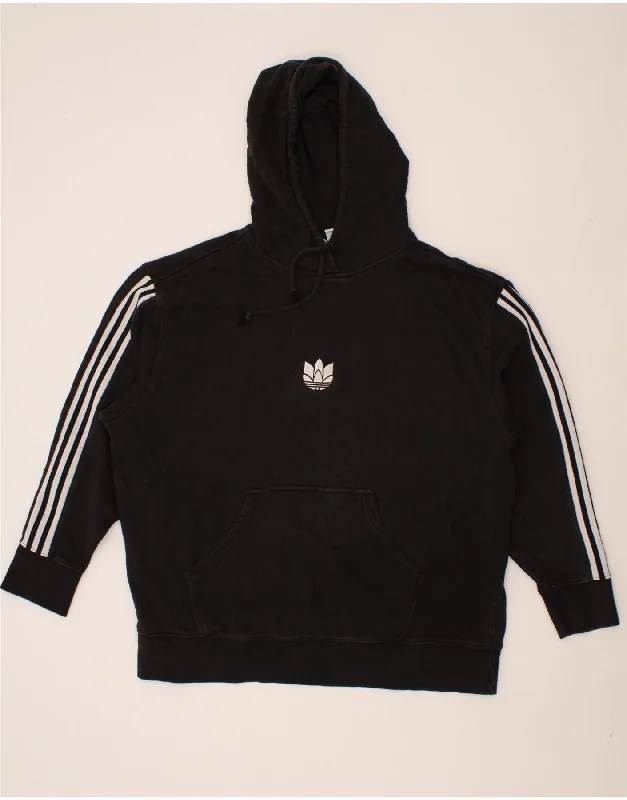 ADIDAS Womens Oversized Hoodie Jumper UK 10 Small  Black Cotton