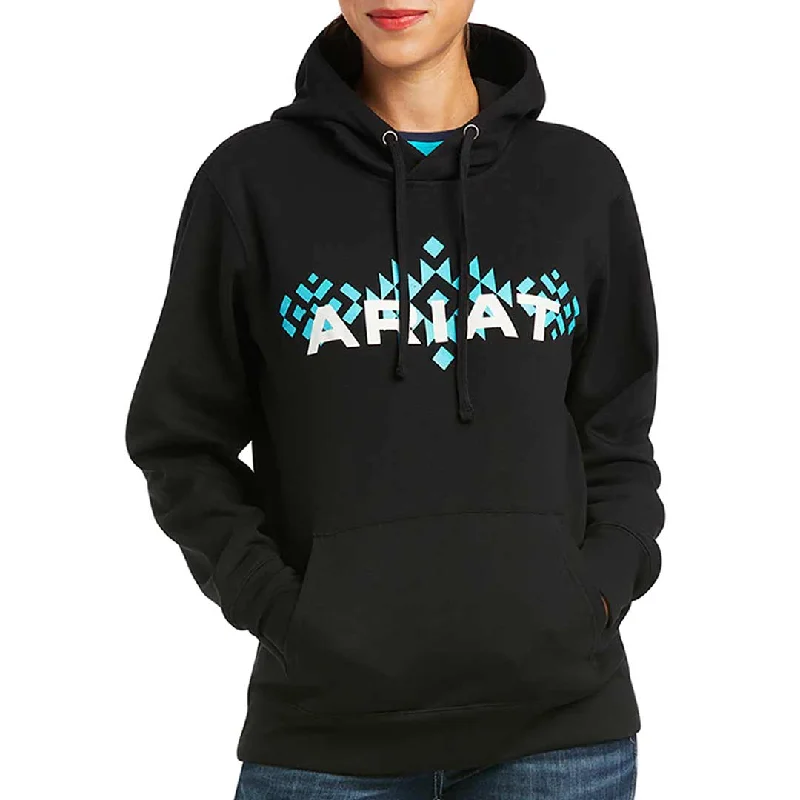 Ariat Women's REAL Aztec Logo Hoodie Hoodie with Metallic Shiny Futuristic