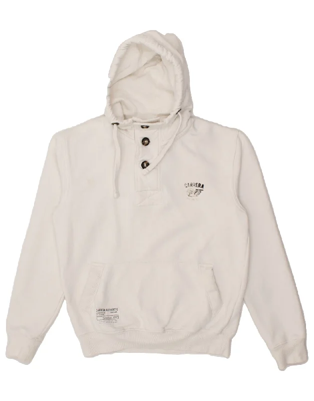 CARRERA Womens Hoodie Jumper UK 14 Medium White Cotton