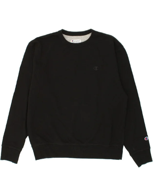 CHAMPION Mens Sweatshirt Jumper Large Black Cotton Hoodie with Thumb Holes Functional Cozy CHAMPION Mens Sweatshirt Jumper Large Black Cotton Hoodie with Thumb Holes Functional Cozy