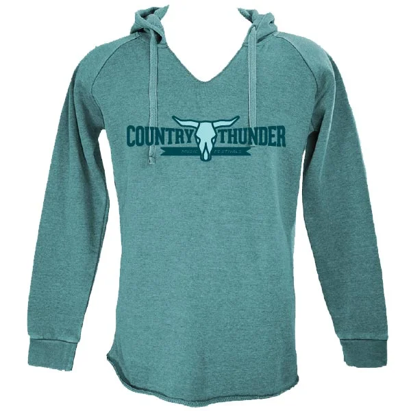 Country Thunder Women's Logo Graphic Hoodie Hoodie with Hem Applique Textured Unique Country Thunder Women's Logo Graphic Hoodie Hoodie with Hem Applique Textured Unique