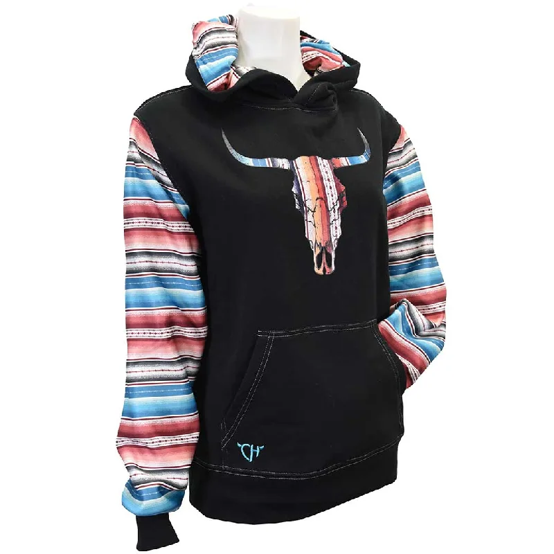 Cowgirl Hardware Women's Serape Sleeve Hoodie Hoodie with Distressed Vintage Worn