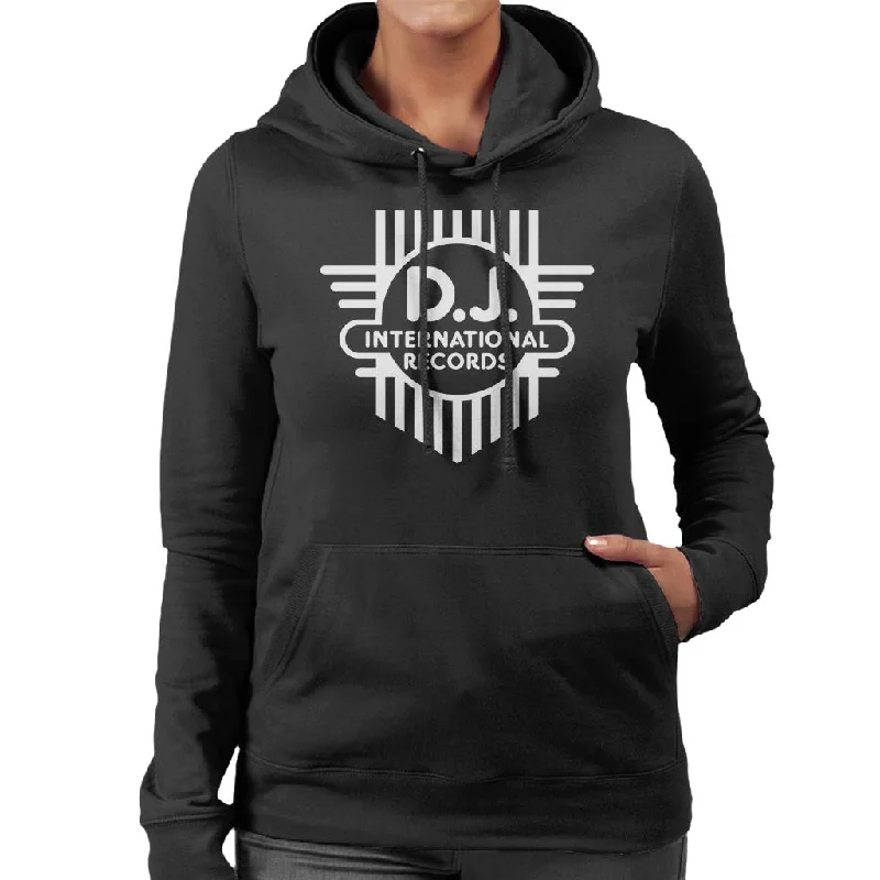 DJ International Classic Cross Logo Women's Hooded Sweatshirt Hoodie with Print Artistic Unique DJ International Classic Cross Logo Women's Hooded Sweatshirt Hoodie with Print Artistic Unique
