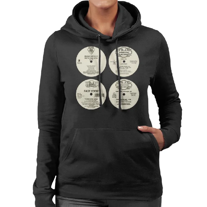 DJ International Classic Records Women's Hooded Sweatshirt Hoodie with Sequins Glamorous Eye-catching DJ International Classic Records Women's Hooded Sweatshirt Hoodie with Sequins Glamorous Eye-catching