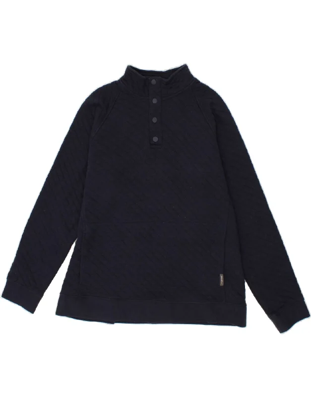 EDDIE BAUER Mens Button Neck Sweatshirt Jumper Large Navy Blue Cotton Hoodie with Reflective Safety Nightwear EDDIE BAUER Mens Button Neck Sweatshirt Jumper Large Navy Blue Cotton Hoodie with Reflective Safety Nightwear