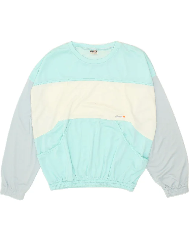 ELLESSE Mens Sweatshirt Jumper IT 48 Medium Blue Colourblock Nylon Hoodie with Cropped Fit Short Trendy ELLESSE Mens Sweatshirt Jumper IT 48 Medium Blue Colourblock Nylon Hoodie with Cropped Fit Short Trendy