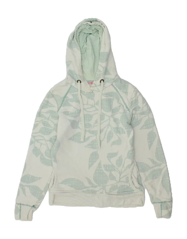 FAT FACE Womens Abstract Pattern Hoodie Jumper UK 10 Small Green Cotton