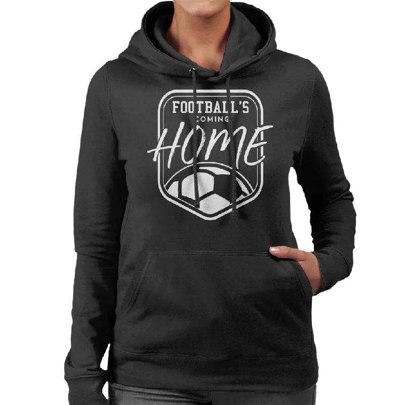 Football's Coming Home White Badge Women's Hooded Sweatshirt Hoodie with Half-Zip Sporty Casual Football's Coming Home White Badge Women's Hooded Sweatshirt Hoodie with Half-Zip Sporty Casual