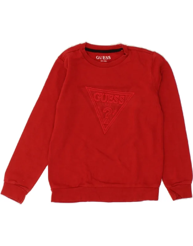 GUESS Girls Graphic Sweatshirt Jumper 6-7 Years Red Cotton Hoodie with Hem Elastic Stretchable Comfortable GUESS Girls Graphic Sweatshirt Jumper 6-7 Years Red Cotton Hoodie with Hem Elastic Stretchable Comfortable