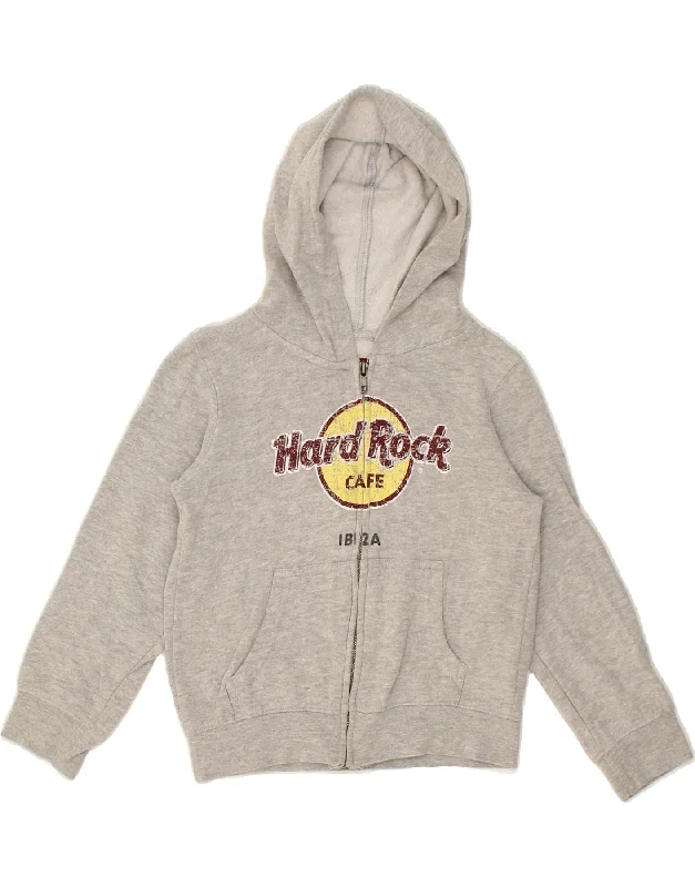 HARD ROCK CAFE Boys Ibiza Graphic Zip Hoodie Sweater 6-7 Years Small Grey Hoodie with Belted Waist Structured Tailored HARD ROCK CAFE Boys Ibiza Graphic Zip Hoodie Sweater 6-7 Years Small Grey Hoodie with Belted Waist Structured Tailored