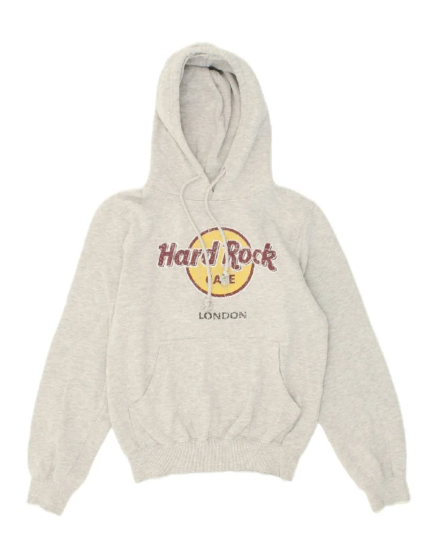 HARD ROCK CAFE Womens London Graphic Hoodie Jumper UK 10 Small Grey Cotton Zip Hoodie Drawstring Kangaroo Pocket HARD ROCK CAFE Womens London Graphic Hoodie Jumper UK 10 Small Grey Cotton Zip Hoodie Drawstring Kangaroo Pocket