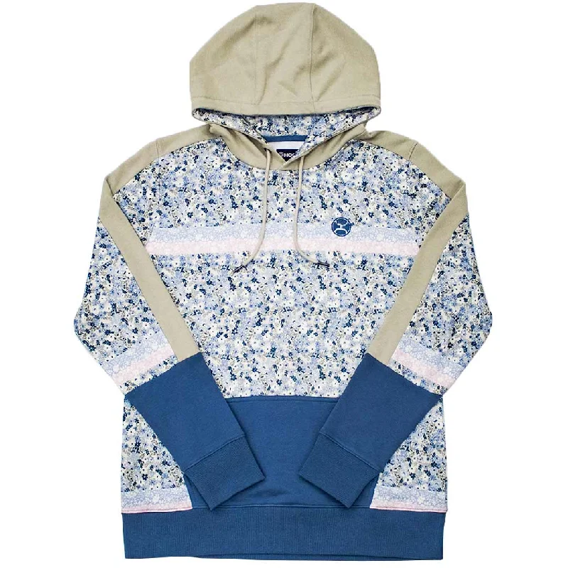 Hooey Brands Women's Ditzy Floral Print Hoodie Hoodie with Frayed Bohemian Relaxed