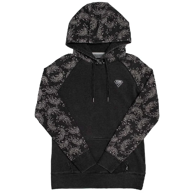 Hooey Brands Women's RLAG Paisley Accent Hoodie Hoodie with Distressed Vintage Worn