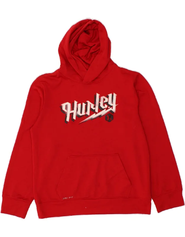 HURLEY Boys Dri Fit Graphic Hoodie Jumper 13-14 Years XL Red Polyester Hoodie with Elastic Waist Stretchable Comfortable HURLEY Boys Dri Fit Graphic Hoodie Jumper 13-14 Years XL Red Polyester Hoodie with Elastic Waist Stretchable Comfortable