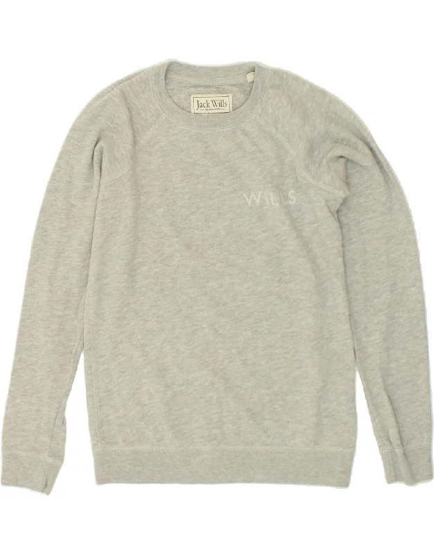 JACK WILLS Womens Classic Fit Sweatshirt Jumper UK 8 Small Grey Cotton Hoodie with Oversized Fit Loose Comfortable JACK WILLS Womens Classic Fit Sweatshirt Jumper UK 8 Small Grey Cotton Hoodie with Oversized Fit Loose Comfortable
