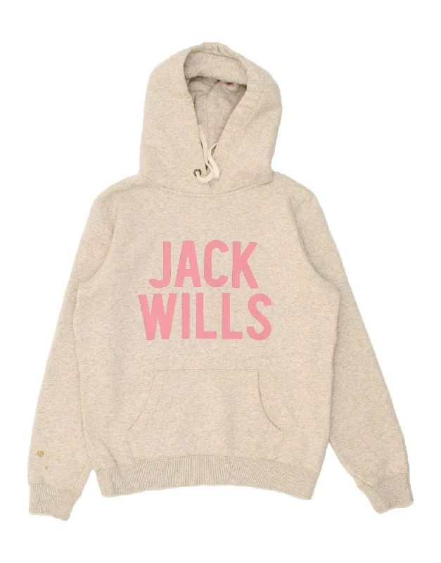 JACK WILLS Womens Graphic Hoodie Jumper UK 12 Medium Grey Cotton Hoodie with Hidden Zipper Minimalist Clean JACK WILLS Womens Graphic Hoodie Jumper UK 12 Medium Grey Cotton Hoodie with Hidden Zipper Minimalist Clean