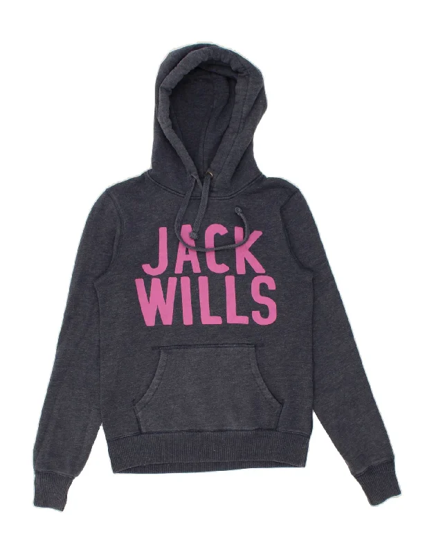 JACK WILLS Womens Graphic Hoodie Jumper UK 8 Small Navy Blue Cotton Hoodie with Turtle Neck Cozy Winter JACK WILLS Womens Graphic Hoodie Jumper UK 8 Small Navy Blue Cotton Hoodie with Turtle Neck Cozy Winter