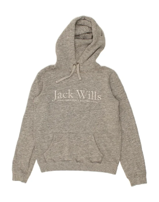 JACK WILLS Womens Loose Fit Graphic Hoodie Jumper UK 8 Small Grey Flecked Hoodie with Hem Ribbing Snug Secure JACK WILLS Womens Loose Fit Graphic Hoodie Jumper UK 8 Small Grey Flecked Hoodie with Hem Ribbing Snug Secure