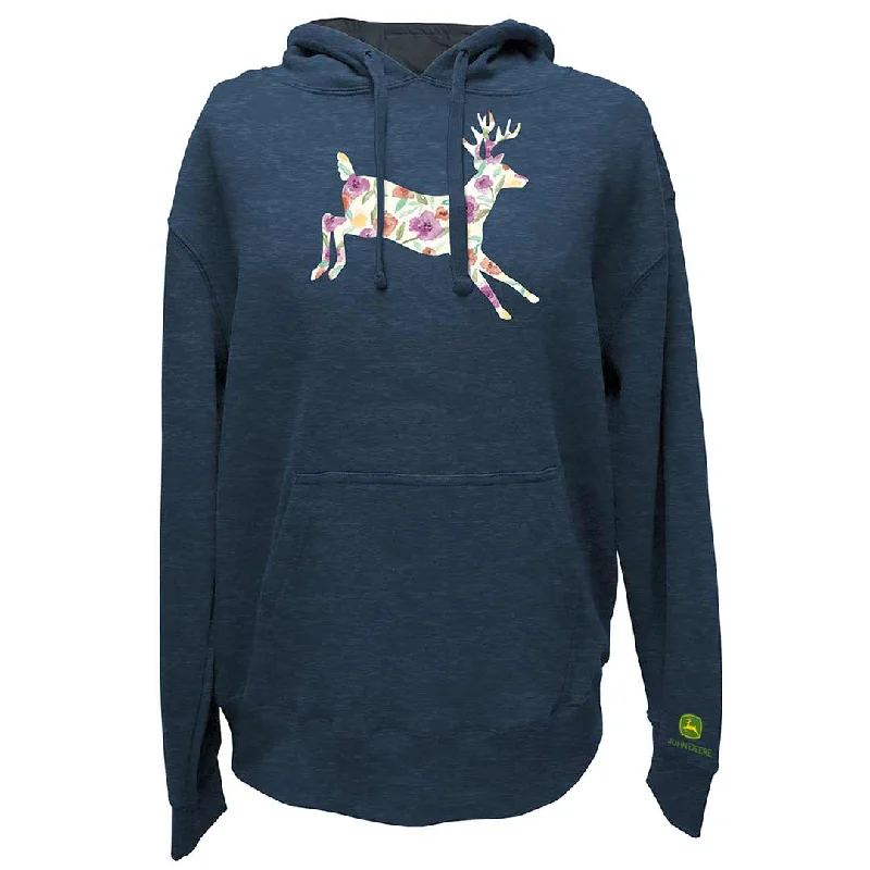 John Deere Women's Floral Deer Graphic Hoodie Hoodie with Zipper Placket Modern Functional John Deere Women's Floral Deer Graphic Hoodie Hoodie with Zipper Placket Modern Functional