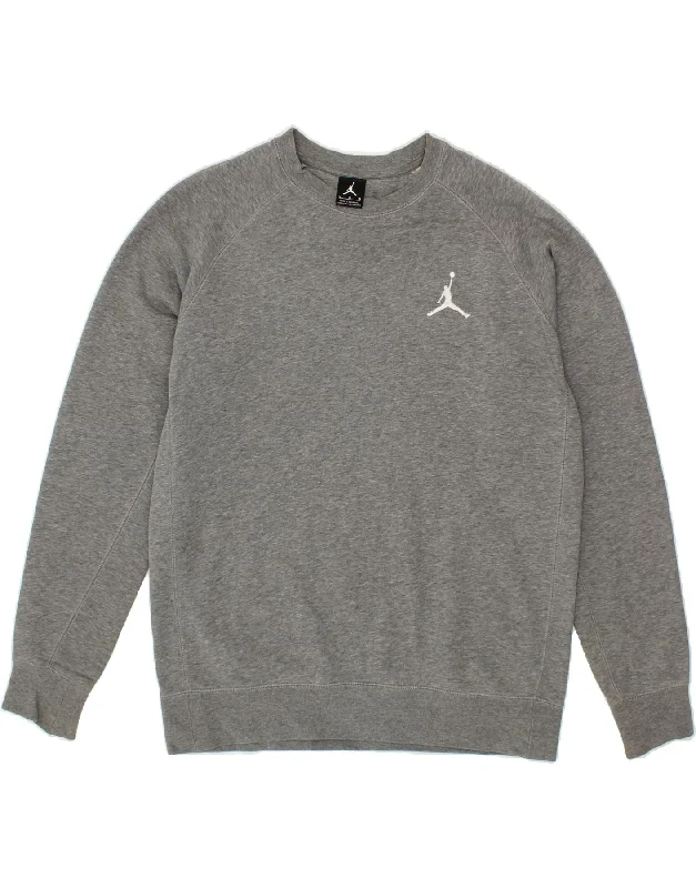 JORDAN Mens Sweatshirt Jumper Large Grey Flecked Cotton Hoodie with Drop Shoulder Relaxed Streetwear JORDAN Mens Sweatshirt Jumper Large Grey Flecked Cotton Hoodie with Drop Shoulder Relaxed Streetwear