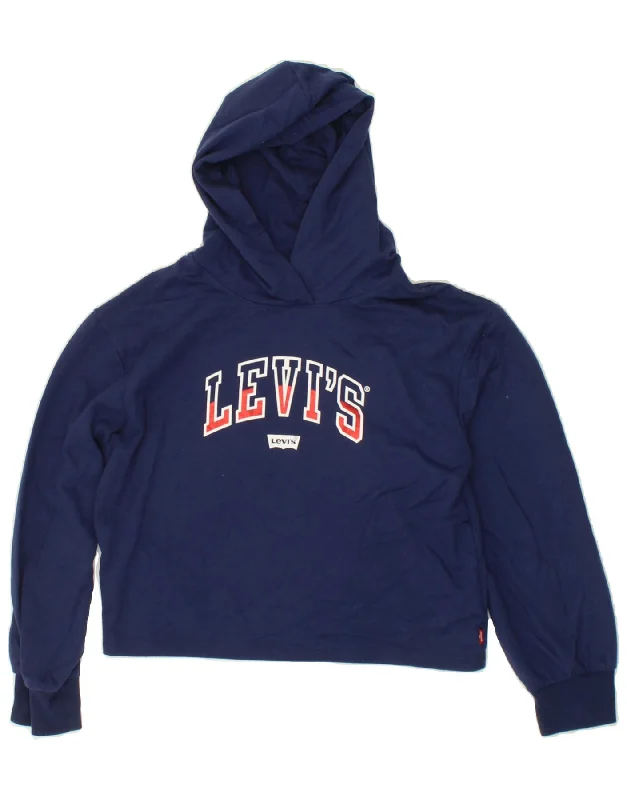 LEVI'S Girls Graphic Crop Hoodie Jumper 13-14 Years Navy Blue Cotton Hoodie with Camouflage Military Edgy LEVI'S Girls Graphic Crop Hoodie Jumper 13-14 Years Navy Blue Cotton Hoodie with Camouflage Military Edgy