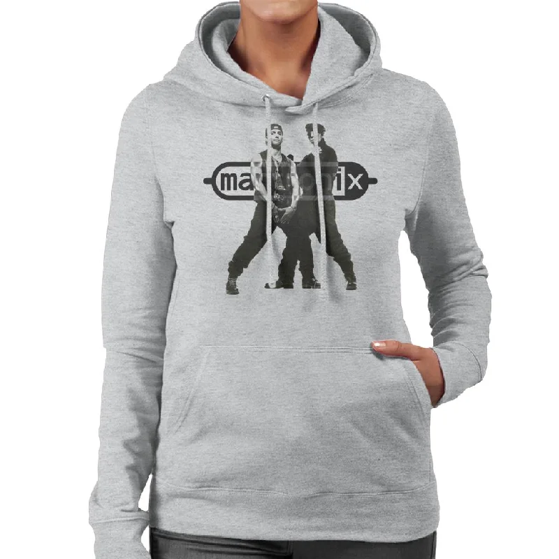 Mantronix Duo Shot Women's Hooded Sweatshirt Hoodie with Hem Raw Edge Edgy Unfinished Mantronix Duo Shot Women's Hooded Sweatshirt Hoodie with Hem Raw Edge Edgy Unfinished