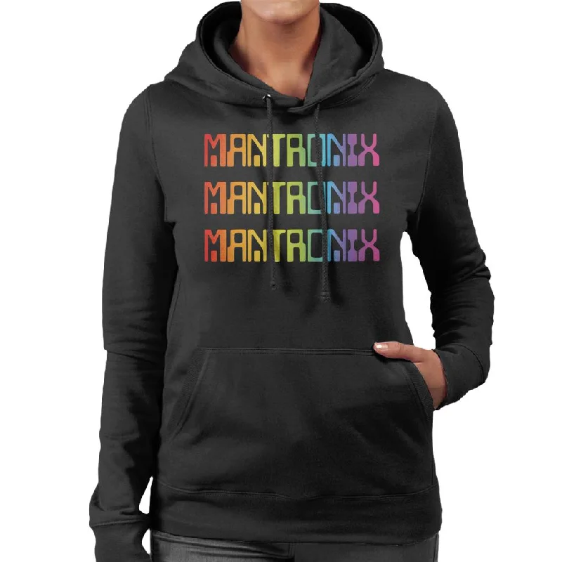Mantronix The Album Cover Rainbow Shimmer Flex Women's Hooded Sweatshirt Hoodie with V-Neck Classic Versatile Mantronix The Album Cover Rainbow Shimmer Flex Women's Hooded Sweatshirt Hoodie with V-Neck Classic Versatile