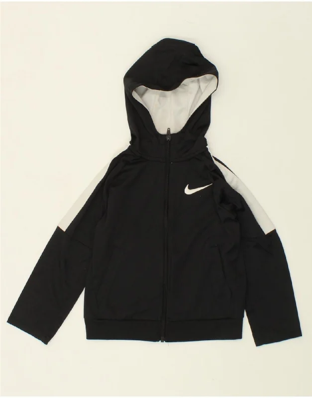 NIKE Boys Zip Hoodie Sweater 5-6 Years Medium Black Colourblock Polyester Hoodie with Pocket Utility Practical NIKE Boys Zip Hoodie Sweater 5-6 Years Medium Black Colourblock Polyester Hoodie with Pocket Utility Practical