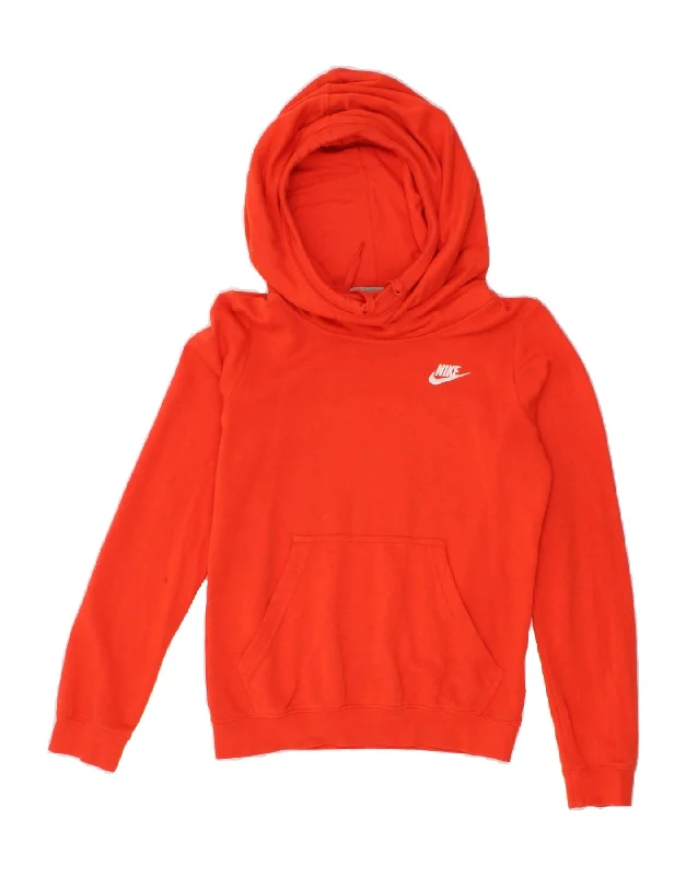 NIKE Womens Oversized Hoodie Jumper UK 6 XS Red Cotton