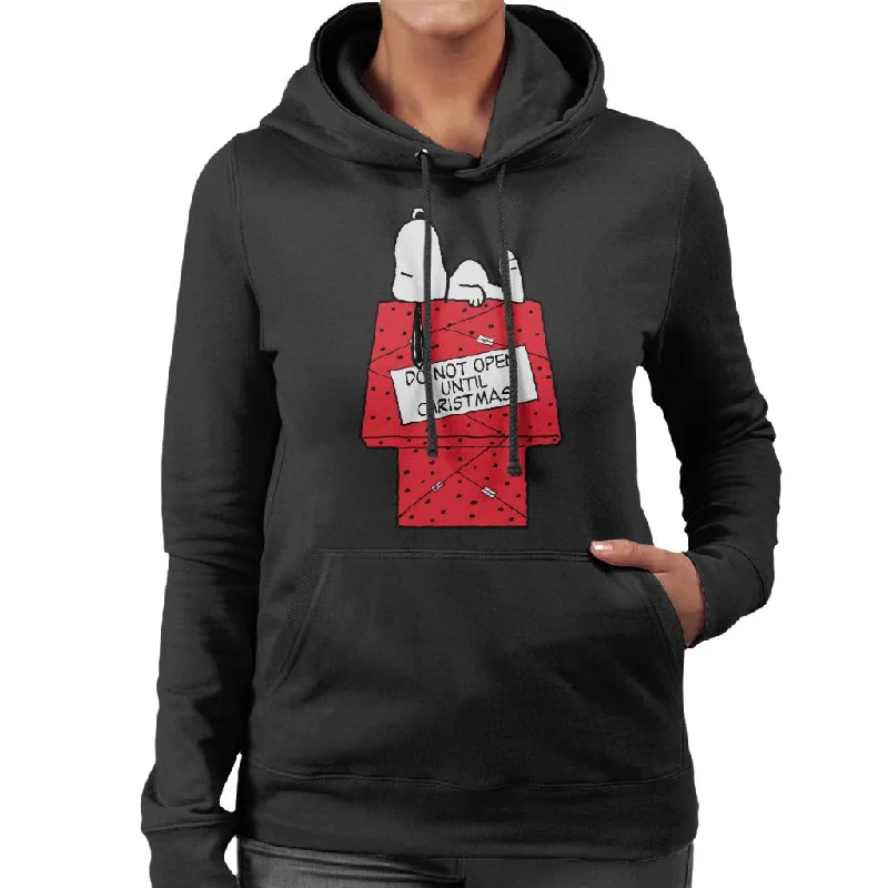 Peanuts Snoopy Do Not Open Until Christmas Day Women's Hooded Sweatshirt