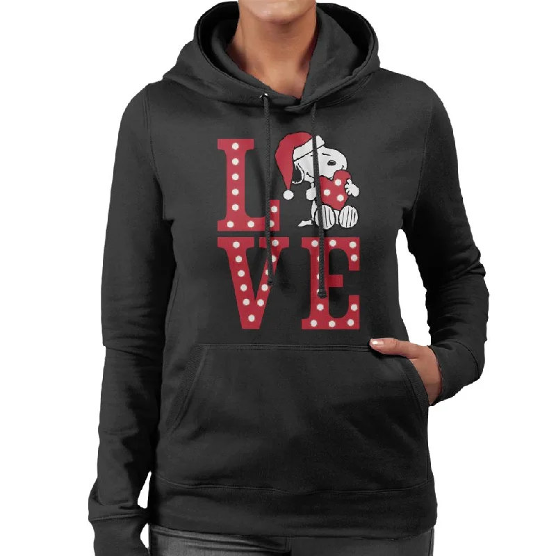 Peanuts Snoopy Holding Festive Lit Up Love Heart Women's Hooded Sweatshirt